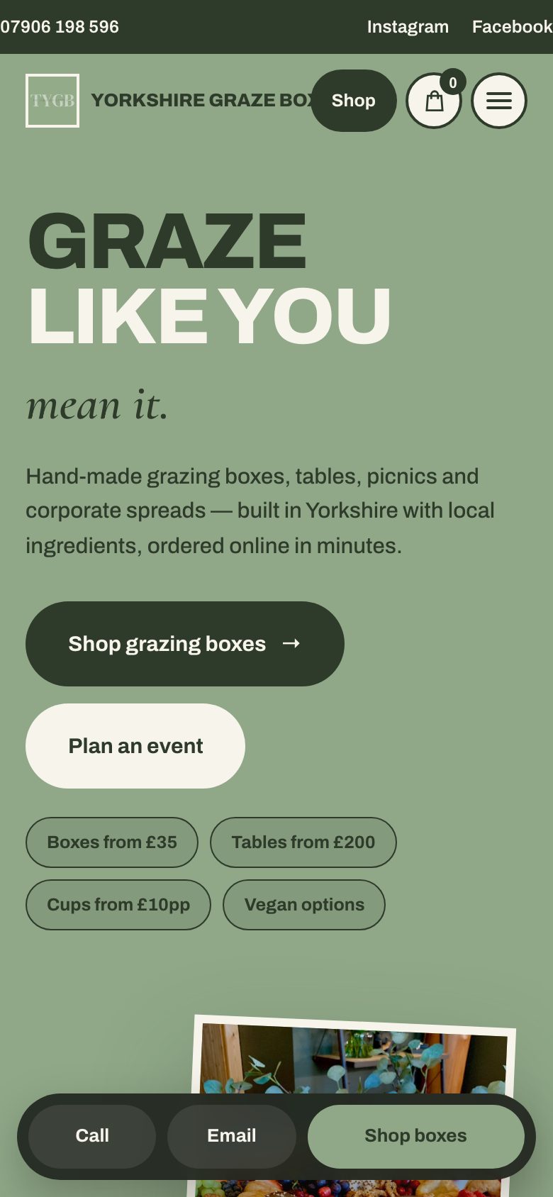 The Yorkshire Graze Box mobile design