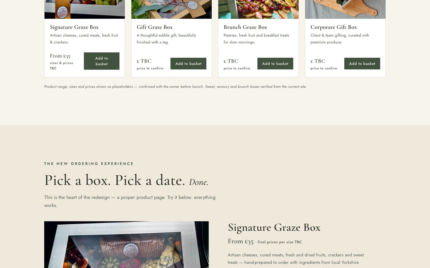 The Yorkshire Graze Box website section