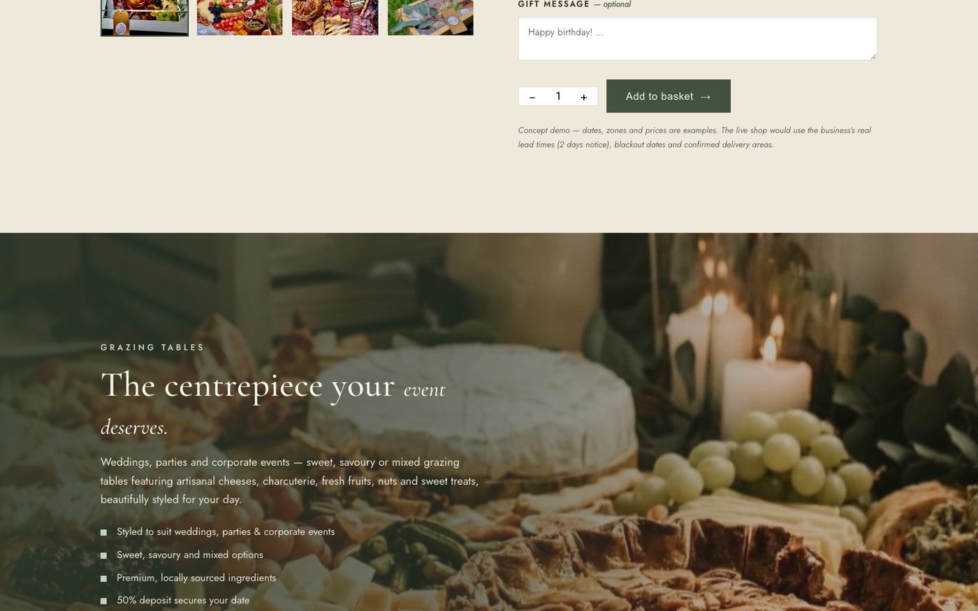 The Yorkshire Graze Box website section