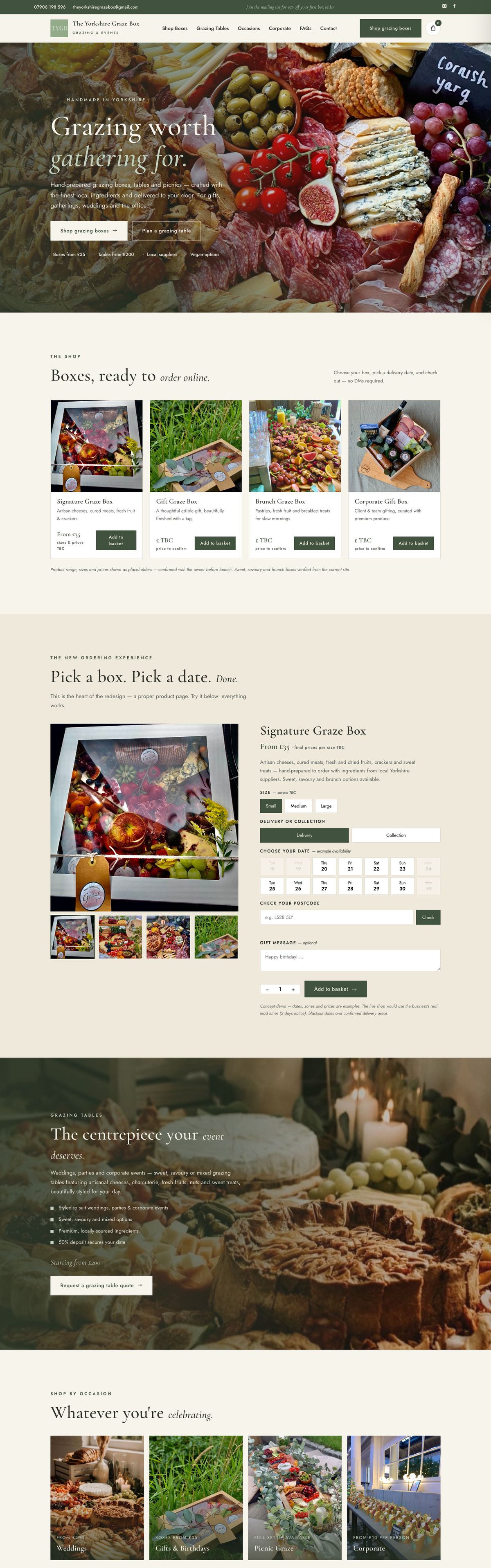 The Yorkshire Graze Box full homepage design