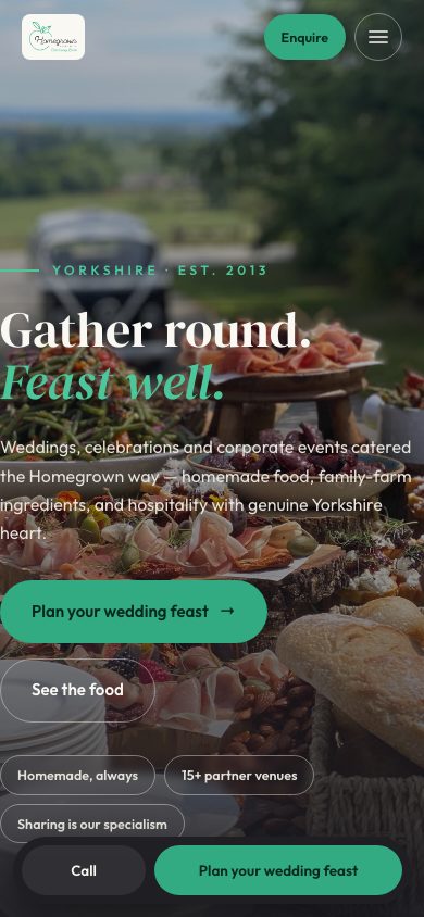 Homegrown Hospitality mobile design