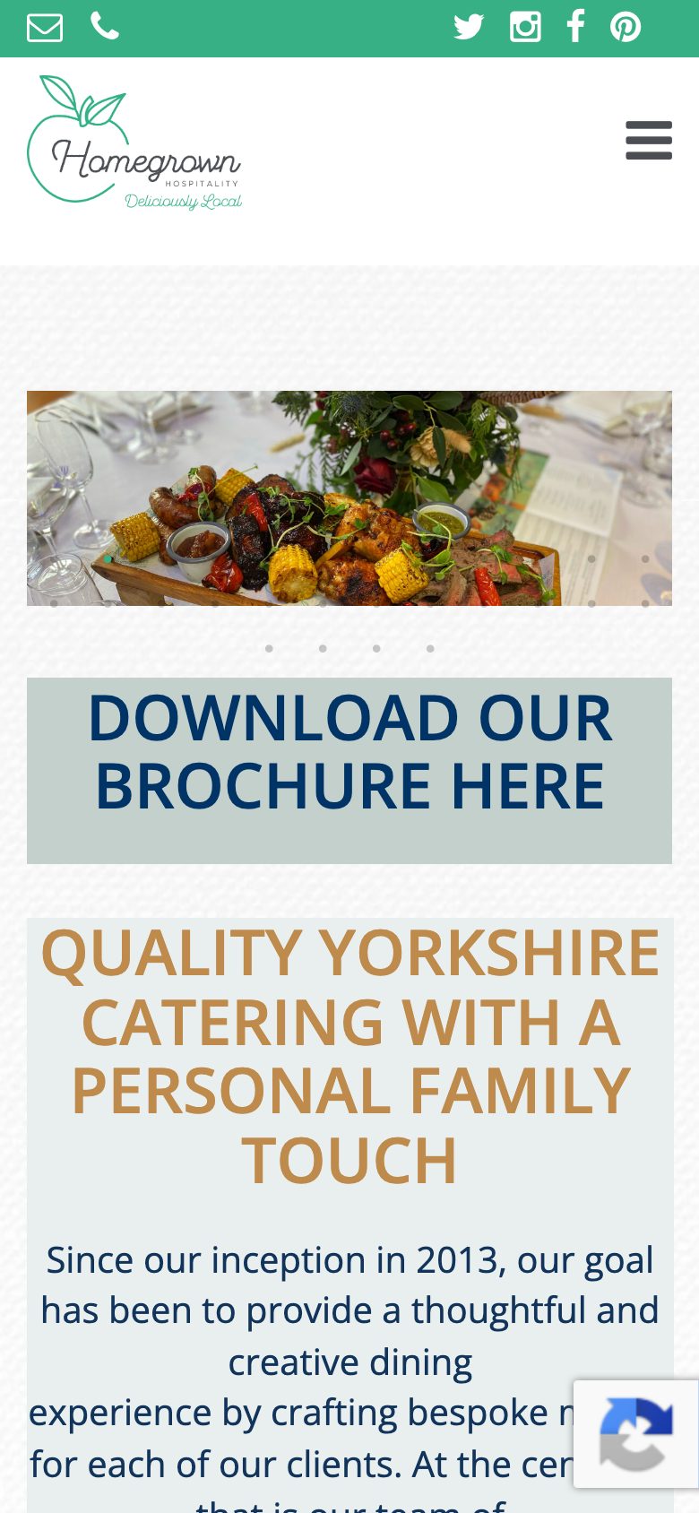 Homegrown Hospitality website before the redesign, on a phone