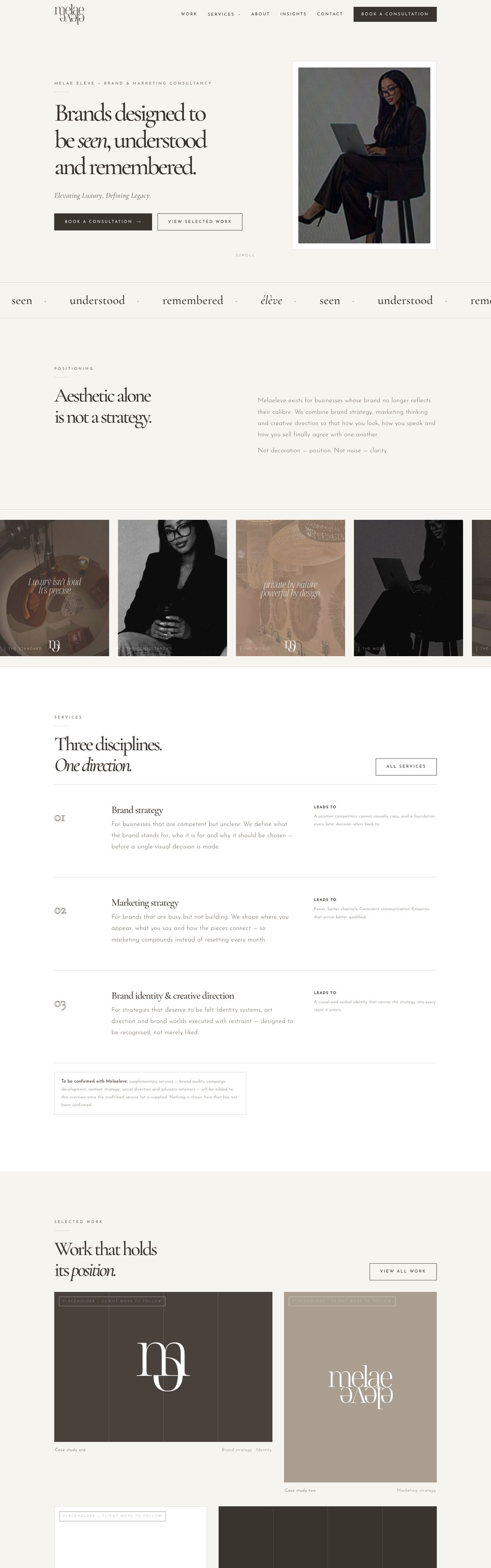 Melae Eleve full homepage design