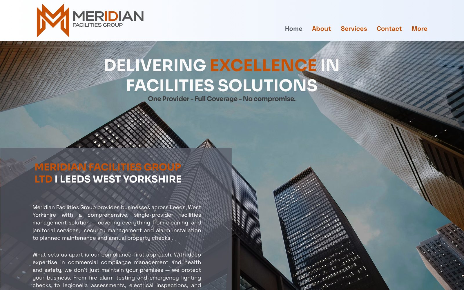 Meridian Facilities Group website before the redesign