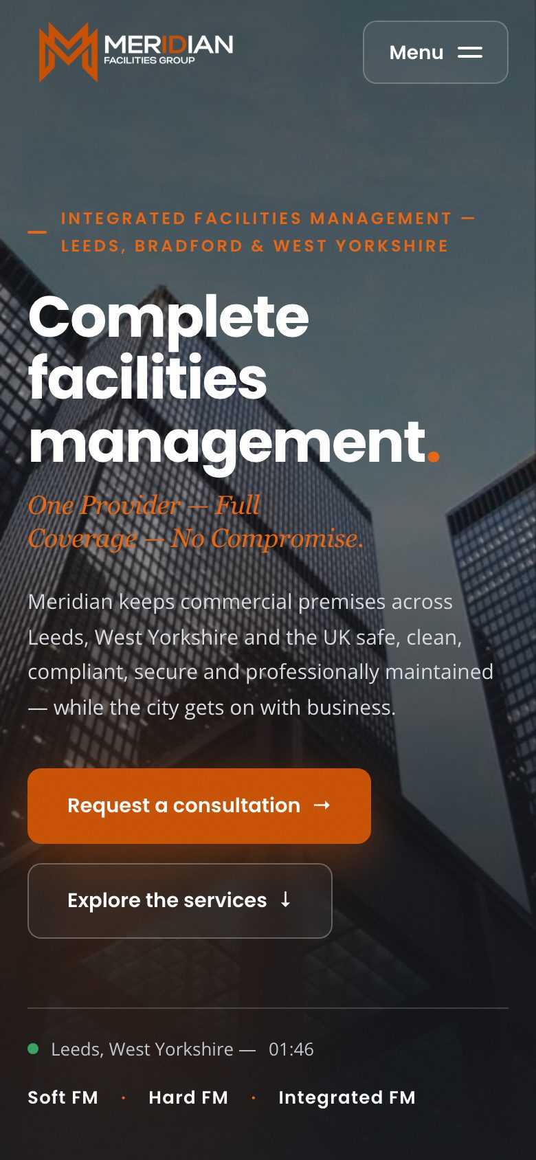 Meridian Facilities Group mobile design