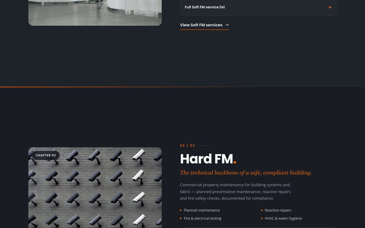Meridian Facilities Group website section