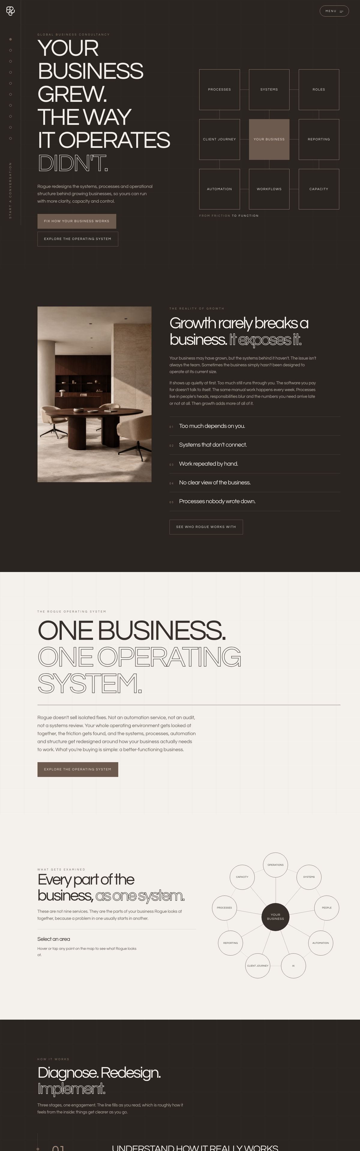 Rogue Business Consultancy full homepage design