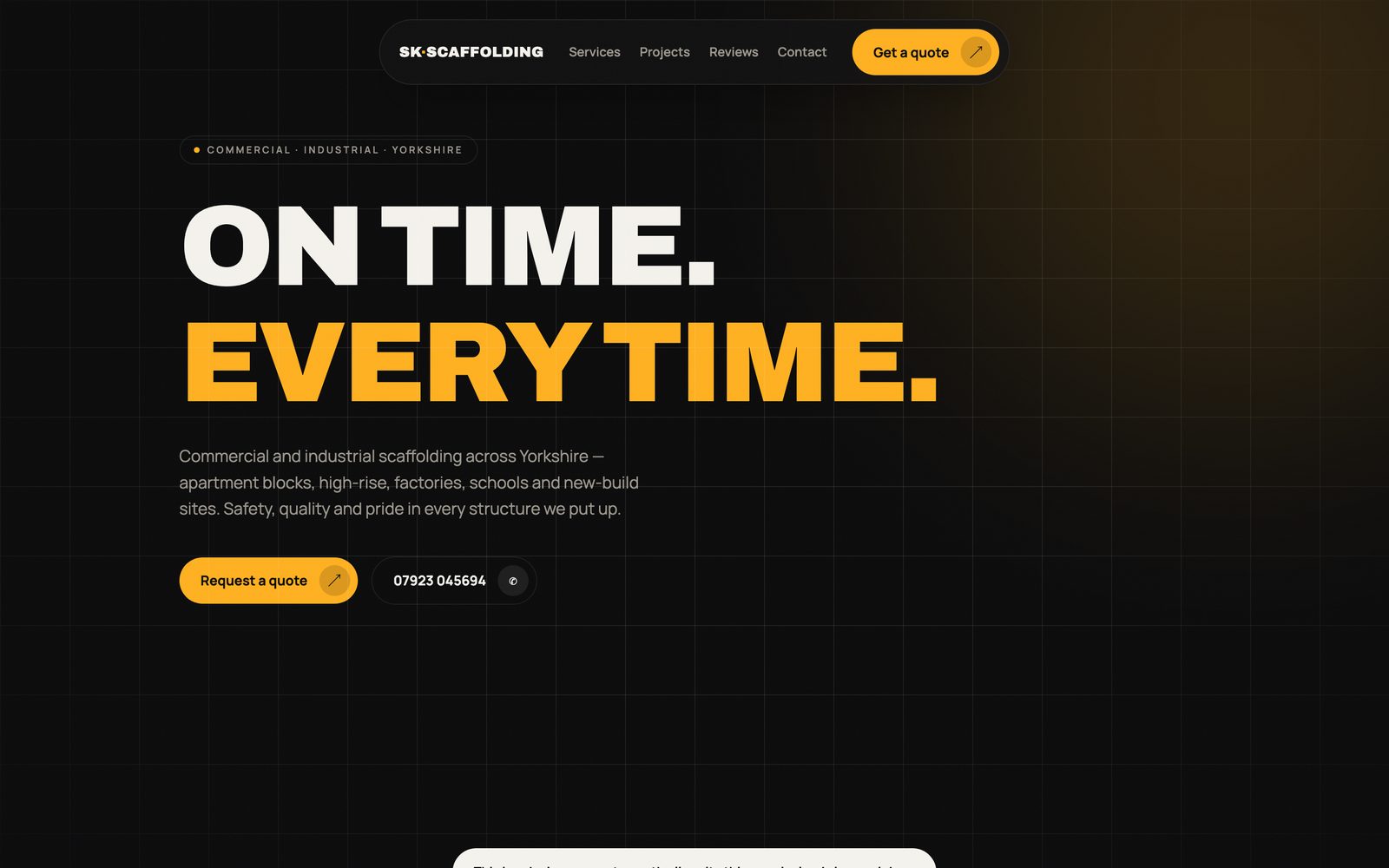 SK Scaffolding Yorkshire website after the Apyx redesign