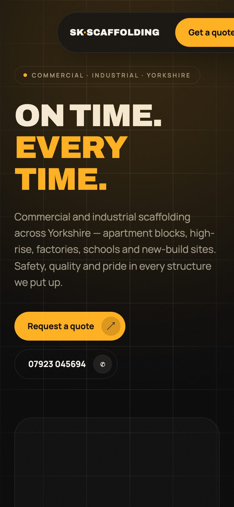 SK Scaffolding landing page concept